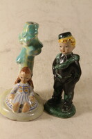 Glazed ceramic candle holder and figure 696