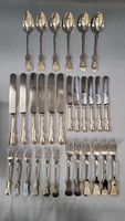 Violin case-style, antique silver cutlery set for 6 people, 30 pieces