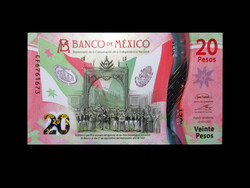 Unc - 20 pesos - Mexico - polymer banknote with window! (Already the new money!)