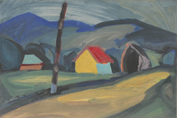 Bíró antal: landscape with a house with yellow walls