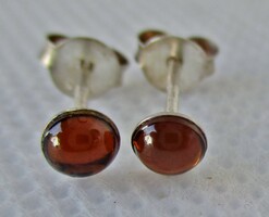 Tiny silver earrings with amber stones
