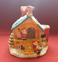 Christmas Santa stone porcelain candle holder cottage house decoration candle village accessory
