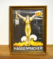Haggenmacher Hungarian beer retro early 20th century advertising poster late 1970s reprint print poster