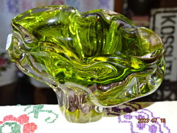 Uranium-green-amethyst glass thick design serving bowl (j.Hospodka?)