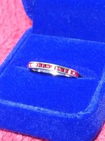 925 Sterling ezüst női férfi piros köves gyűrű 59 méret