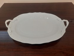 White Herend porcelain cake serving plate with handles