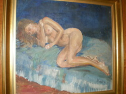 Old classic painting, signed. Stone of the 20th century.