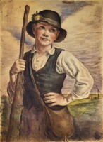 Béla Iványi Grünwald (1867-1940) - István Rimasha (1891-1956): shepherd boy