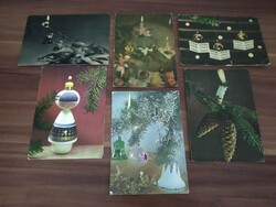 Retro karácsonyi képeslap, 6 db. egyben,, használt