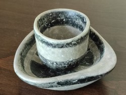 Kende judit matte stone-effect applied art ceramic bowl-cup set retro ornament