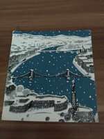 Retro kinyithatós karácsonyi képeslap, rajzolta Szilvásy Nándor
