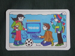 Kártyanaptár,Kisdobos ifjúsági,úttörő magazin,újság,grafikai rajzos, 1989