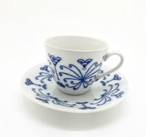 Antik Német porcelán csésze és kistányér kék fehér