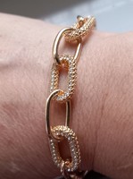 Gold-plated chain bracelet with rhinestones.