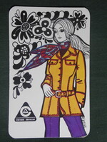 Kártyanaptár,Centrum Áruház, grafikai rajzos, női modell,1973