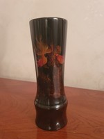 Painted wooden lacquer vase with fish motifs
