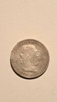 József Ferenc silver 1 crown 1893. Used silver money