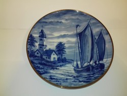Wallendorf porcelán fali dísz fali tál tányér kobalt kék jelenetes