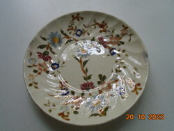 Antique Zsolnay family seal majolica plate with gold contoured floral designs