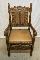 Throne chair with leather seat.
