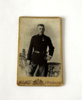 Antique Hungarian cdv/business card/hard back photo soldier portrait, Haberfeld k. 1800 End of years