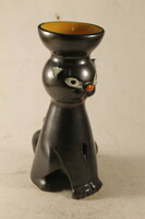 Art deco glazed ceramic cat candle holder 809