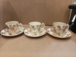Fischer J. porcelán teás csészék tányérral, 3 db.8 cm-es