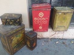 Antique tin tea and cocoa boxes