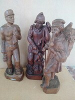 Wooden sculpture collection (three pieces)