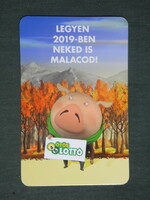 Card calendar, toto lottery game, graphic, humorous, pig, 2019