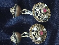Antique cufflinks in the shape of a pair of disz Hungarian/folk costume dress/old costume dress