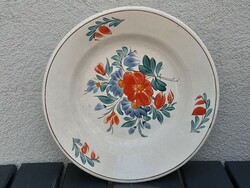 Antique Hungarian folk wall bowl with flowers