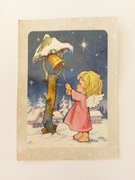 Régi karácsonyi képeslap levelezőlap angyal