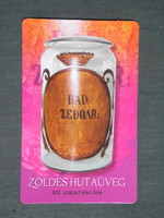 Kártyanaptár, gyógyszertár, patika, zöldes hutaüveg, 2020