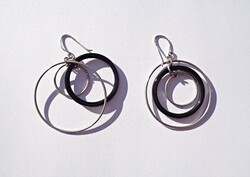 Black and white silver earrings