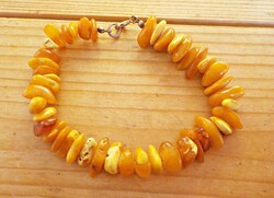Old amber bracelet with silver clasp