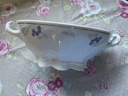A beautiful art nouveau hand-painted soup bowl full of flowers