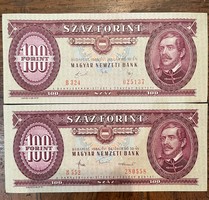 1984, 1989-es régi 100 forintos bankjegy ropogós