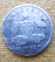 Silver 3 pence George Australia t2 1921 r