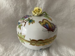 Large Herend porcelain bonbonier / with Victoria pattern decor, rose holder