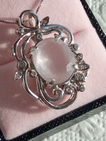 Rose quartz 925 silver pendant