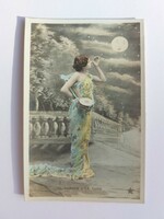 Old postcard photo postcard lady moon iv.