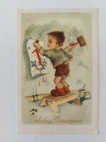 Old New Year's card little boy
