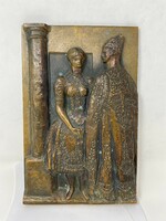 János István Nagy is a beautifully crafted marked, bronze relief: shepherd with his lover