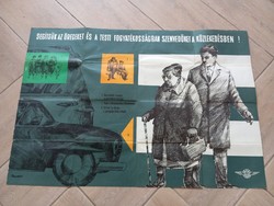 Retro magyar plakàt, térkép. Közlekedés. Autóbusz