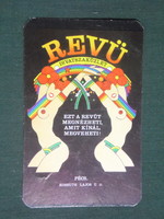 Kártyanaptár, Revü divatüzlet,Pécs,grafikai rajzos, erotikus női akt modell, 1986,  (1)