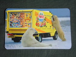 Kártyanaptár, Family Frost, hűtőkocsi teherautó ,jegesmedve, 1997 ,  (1)