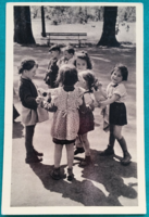 Children, postal clear postcard, fine arts fund postcard, 1956
