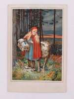 Régi képeslap 1932 mese levelezőlap Piroska és a farkas