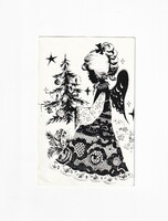 K:00 Karácsonyi képeslap Fekete-fehér